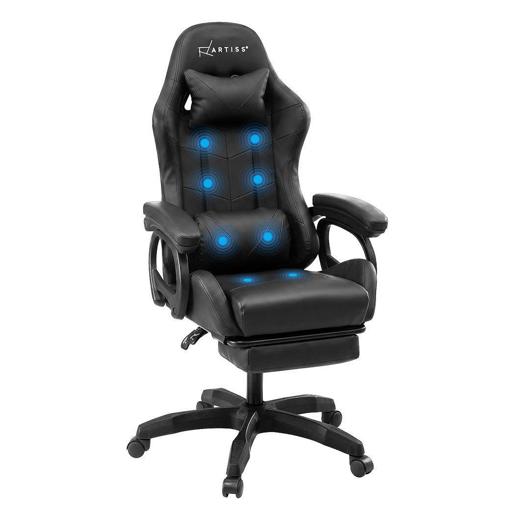 Artiss Gaming Office Chair with 8 Point Message Reline Ergonomic Black