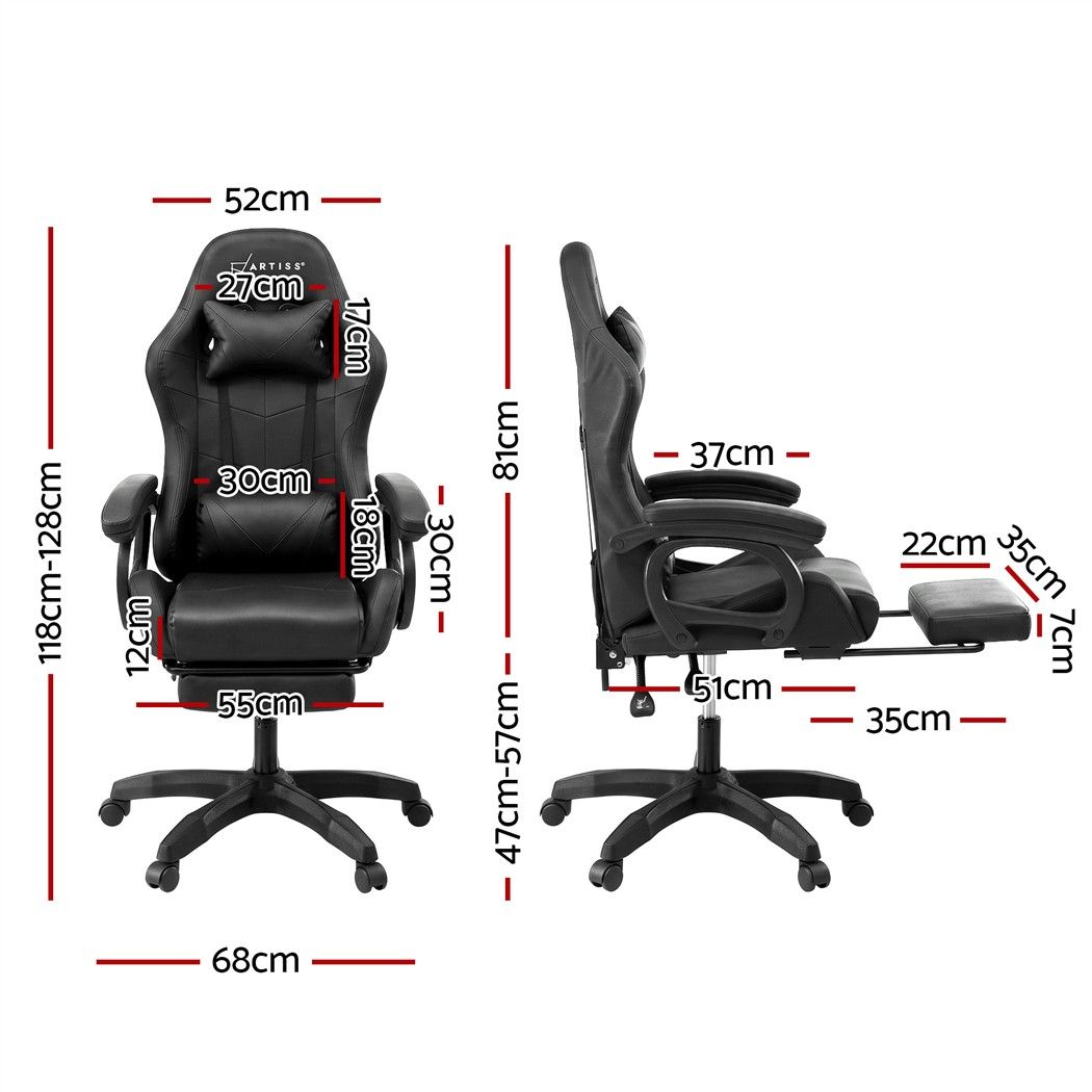 Artiss Gaming Office Chair with 8 Point Message Reline Ergonomic Black