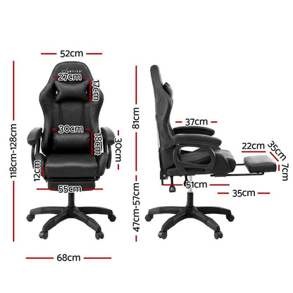 Artiss Gaming Office Chair with 8 Point Message Reline Ergonomic Black
