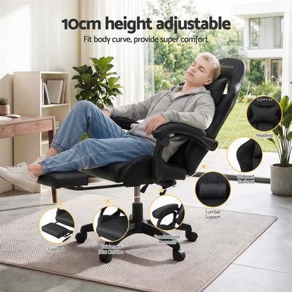 Artiss Gaming Office Chair with 8 Point Message Reline Ergonomic Black