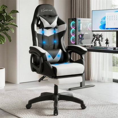 Artiss Gaming Office Chair with 8 Point Message Reline Ergonomic White
