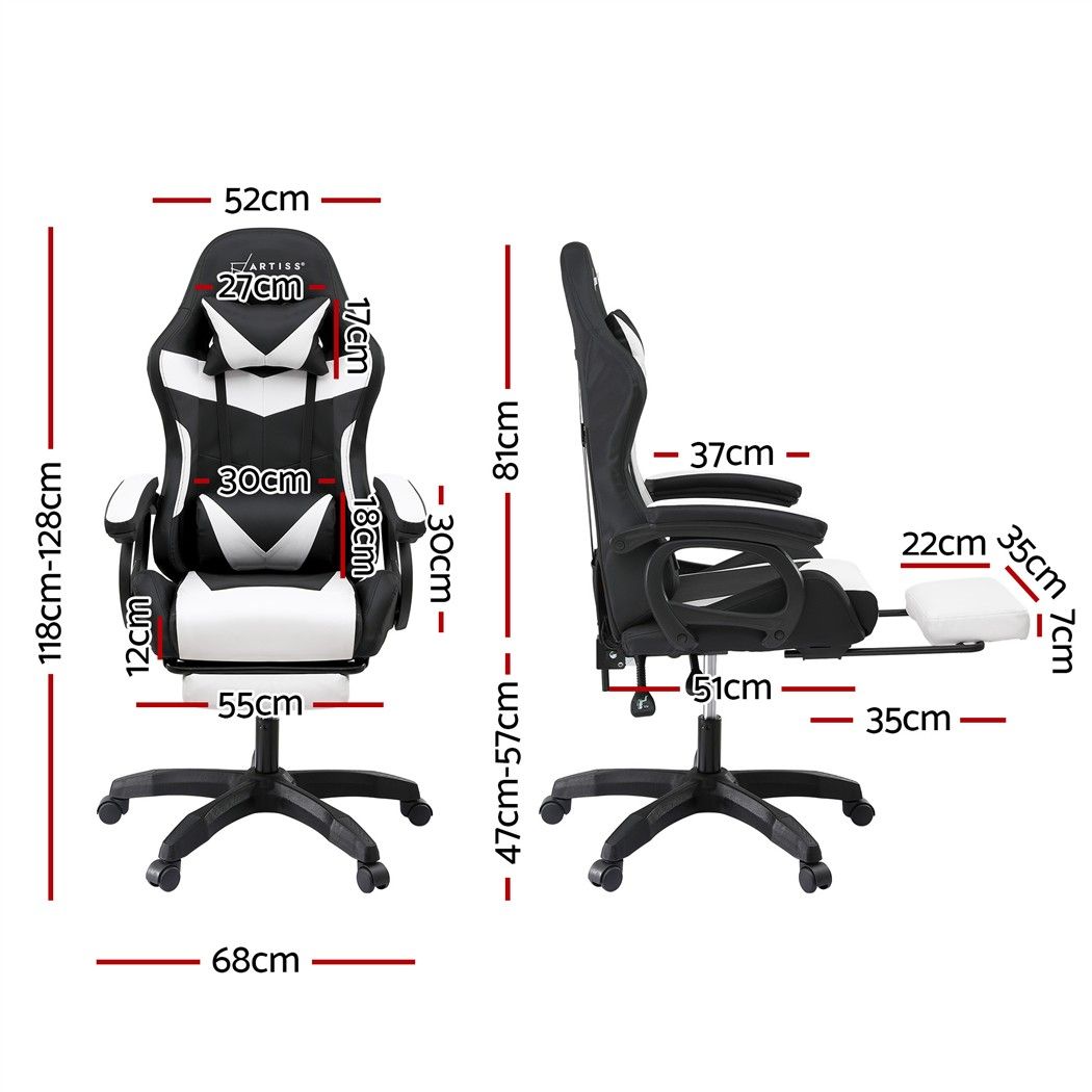 Artiss Gaming Office Chair with 8 Point Message Reline Ergonomic White