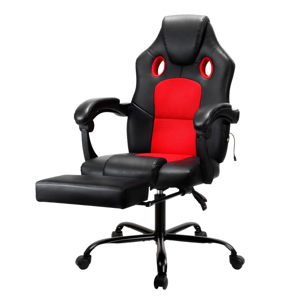 Artiss 2 Point Massage Gaming Office Chair PU Leather Red-Furniture > Office-PEROZ Accessories