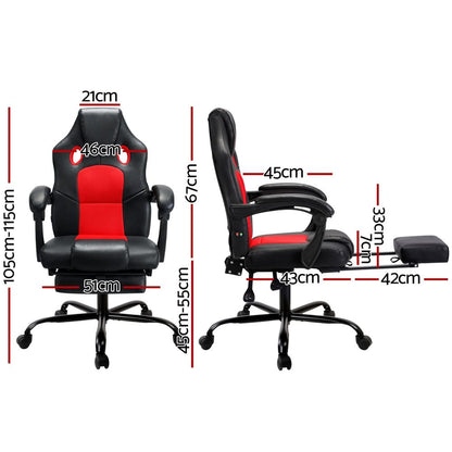 Artiss 2 Point Massage Gaming Office Chair PU Leather Red-Furniture > Office-PEROZ Accessories