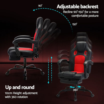 Artiss 2 Point Massage Gaming Office Chair PU Leather Red-Furniture > Office-PEROZ Accessories