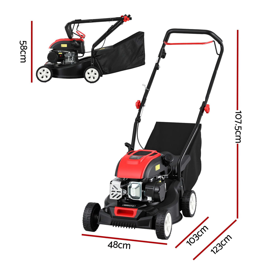 Giantz Petrol Lawn Mower 149cc 4 Stroke Hand Push 16in Grass Cutter Lawnmower-Home &amp; Garden > Garden Tools > Lawn Rollers-PEROZ Accessories