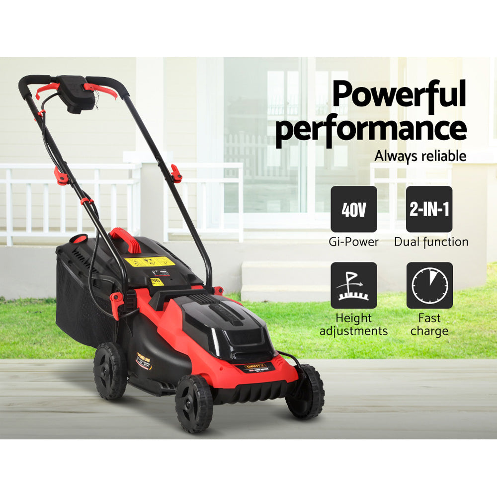 Giantz Lawn Mower Cordless 40V Battery Electric Lawnmower 34cm Width-Home &amp; Garden > Garden Tools-PEROZ Accessories