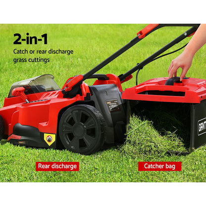 Giantz Lawn Mower 37cm Cutting Width Cordless 40V Electric Lawnmower-Home &amp; Garden &gt; Garden Tools-PEROZ Accessories