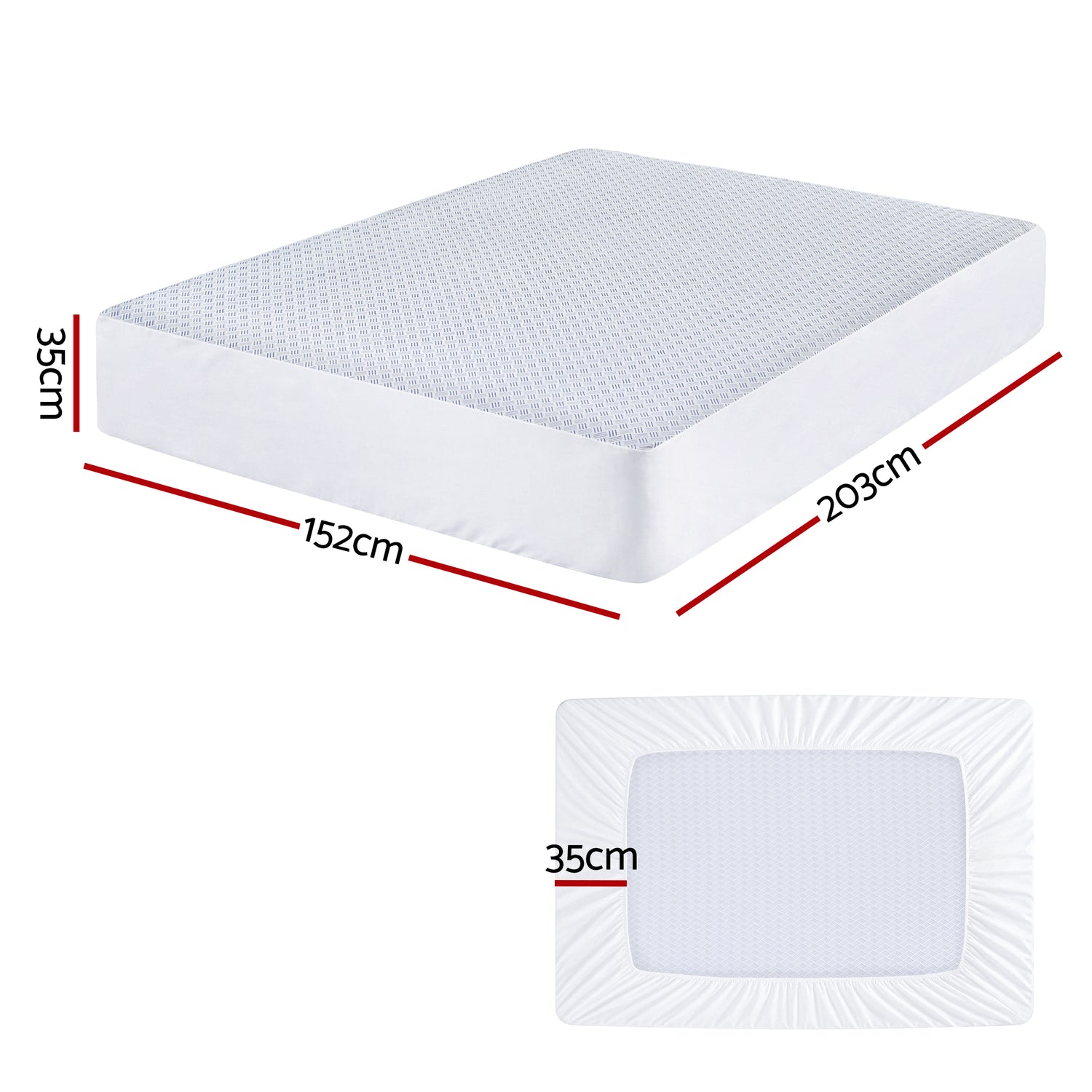 Giselle Cooling Mattress Protector Waterproof Deep Pocket Fitted Cover Queen-Home &amp; Garden > Bedding > Mattress Protectors-PEROZ Accessories