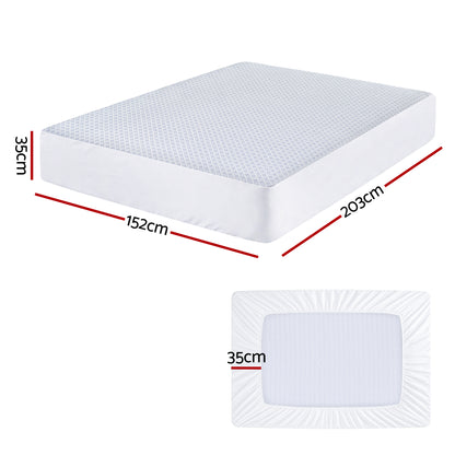 Giselle Cooling Mattress Protector Waterproof Deep Pocket Fitted Cover Queen-Home &amp; Garden > Bedding > Mattress Protectors-PEROZ Accessories
