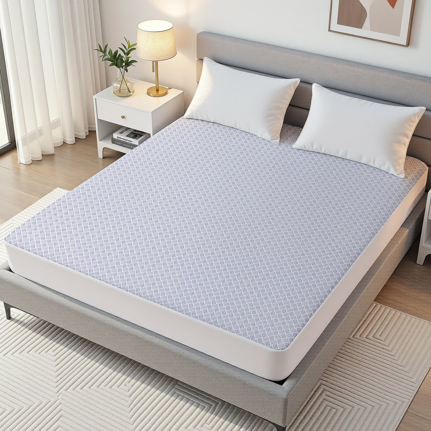 Giselle Cooling Mattress Protector Waterproof Deep Pocket Fitted Cover Queen-Home &amp; Garden > Bedding > Mattress Protectors-PEROZ Accessories