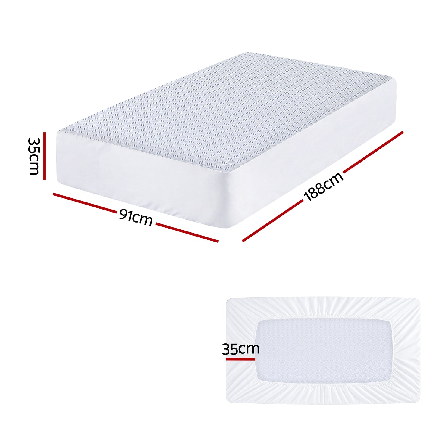 Giselle Cooling Mattress Protector Waterproof Deep Pocket Fitted Cover Single-Home &amp; Garden > Bedding > Mattress Protectors-PEROZ Accessories