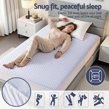Giselle Cooling Mattress Protector Waterproof Deep Pocket Fitted Cover Single-Home &amp; Garden > Bedding > Mattress Protectors-PEROZ Accessories