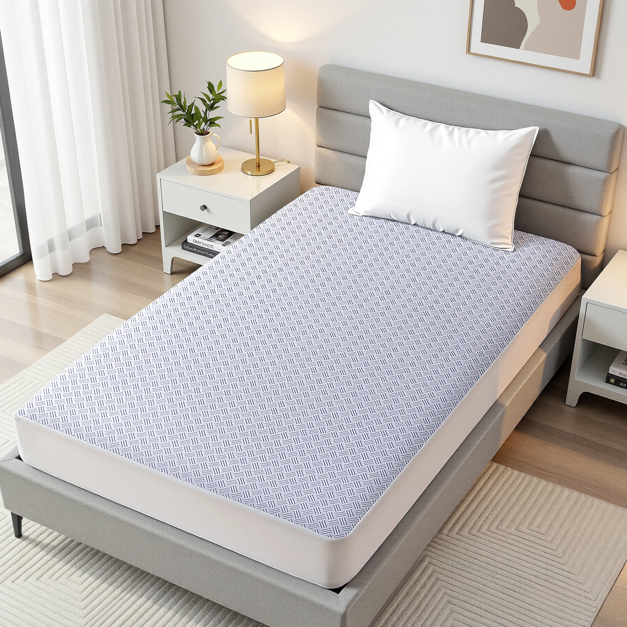 Giselle Cooling Mattress Protector Waterproof Deep Pocket Fitted Cover Single-Home &amp; Garden > Bedding > Mattress Protectors-PEROZ Accessories
