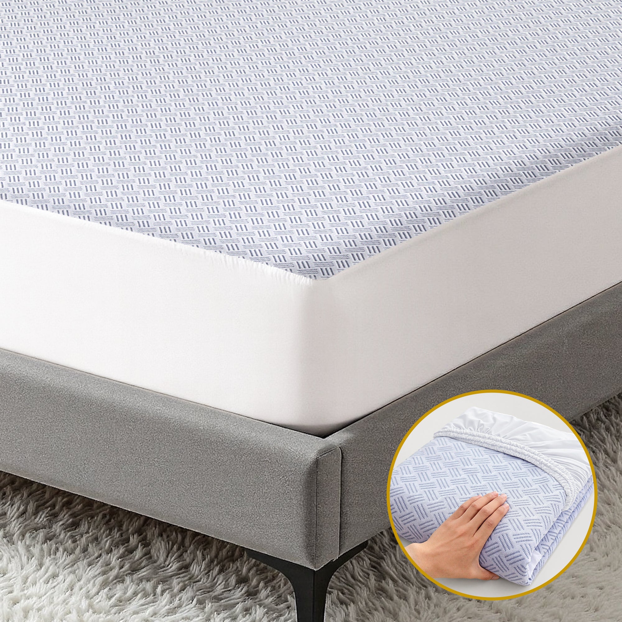 Giselle Cooling Mattress Protector Waterproof Deep Pocket Fitted Cover Single-Home &amp; Garden > Bedding > Mattress Protectors-PEROZ Accessories
