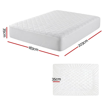 Giselle Waterproof Mattress Protector 100% Cotton Quilted Fitted Cover King-Home &amp; Garden > Bedding > Mattress Protectors-PEROZ Accessories