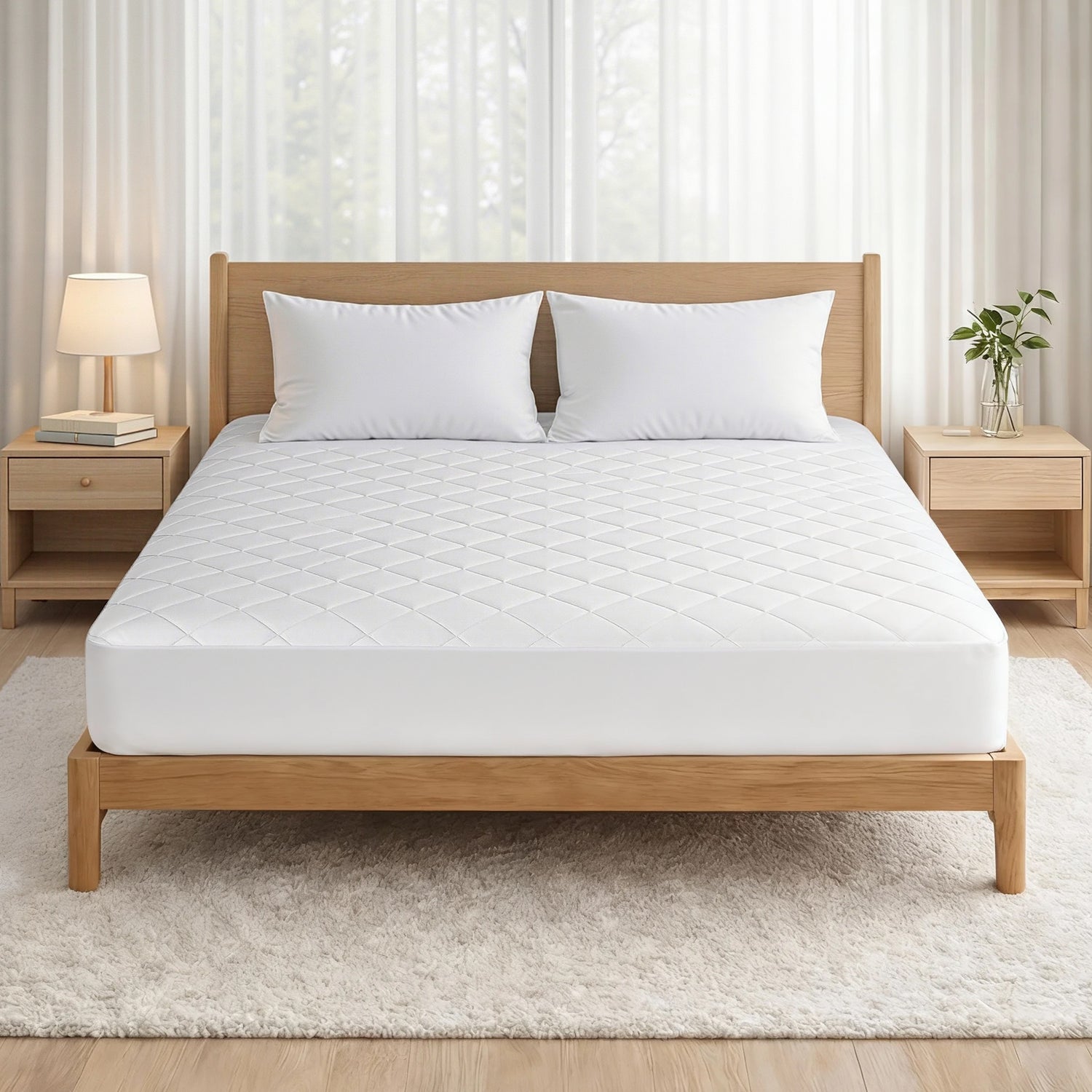 Giselle Waterproof Mattress Protector 100% Cotton Quilted Fitted Cover King-Home &amp; Garden > Bedding > Mattress Protectors-PEROZ Accessories