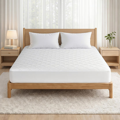 Giselle Waterproof Mattress Protector 100% Cotton Quilted Fitted Cover King-Home &amp; Garden > Bedding > Mattress Protectors-PEROZ Accessories