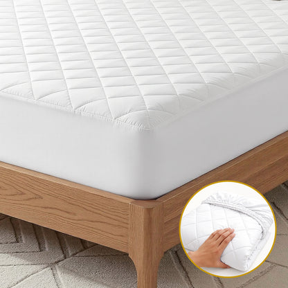 Giselle Waterproof Mattress Protector 100% Cotton Quilted Fitted Cover King Single-Home &amp; Garden > Bedding > Mattress Protectors-PEROZ Accessories