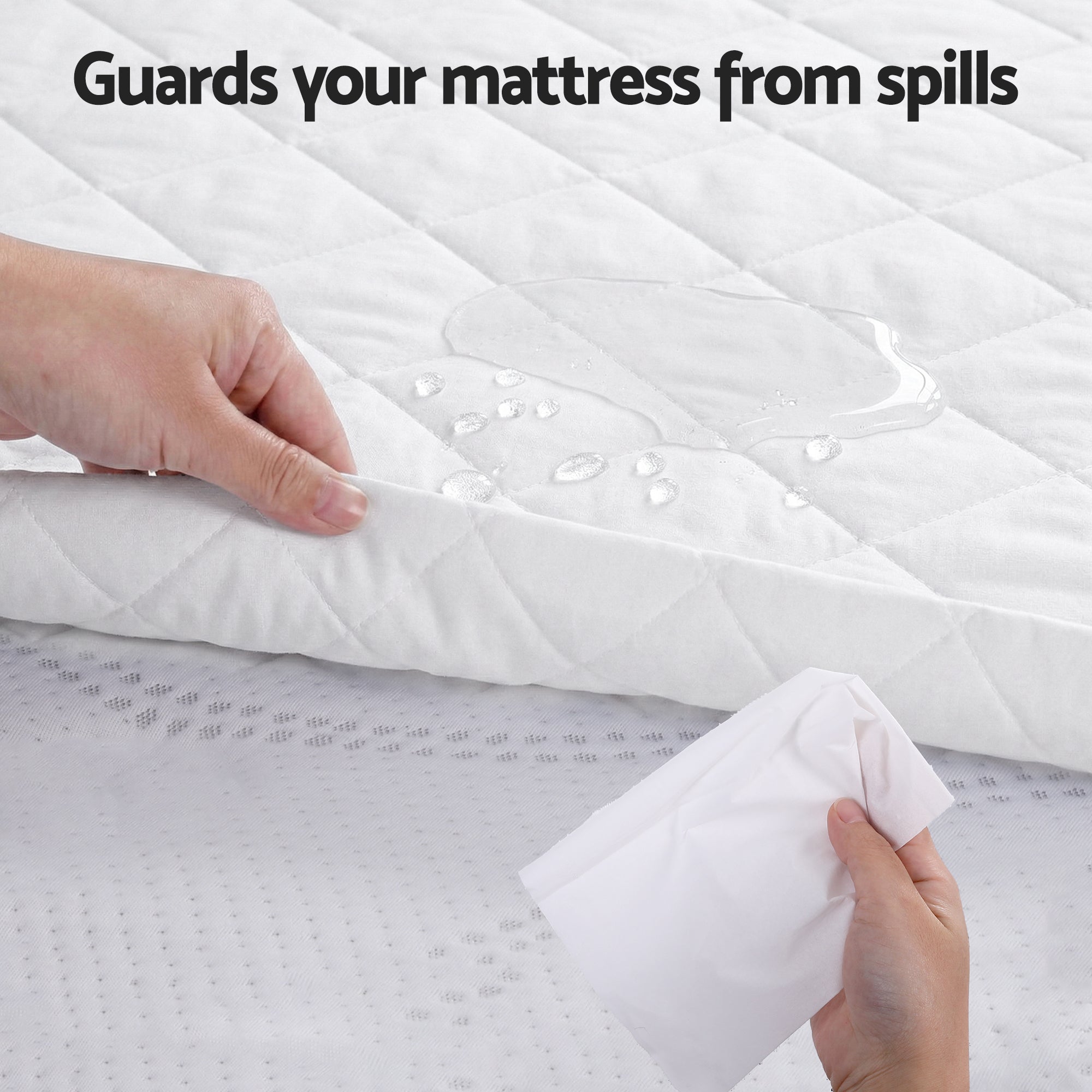 Giselle Waterproof Mattress Protector 100% Cotton Quilted Fitted Cover King Single-Home &amp; Garden > Bedding > Mattress Protectors-PEROZ Accessories