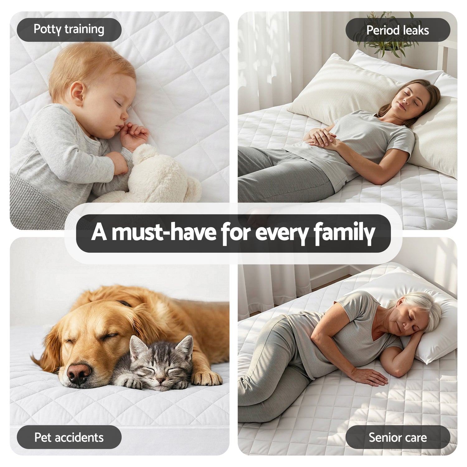 Giselle Waterproof Mattress Protector 100% Cotton Quilted Fitted Cover King Single-Home &amp; Garden > Bedding > Mattress Protectors-PEROZ Accessories