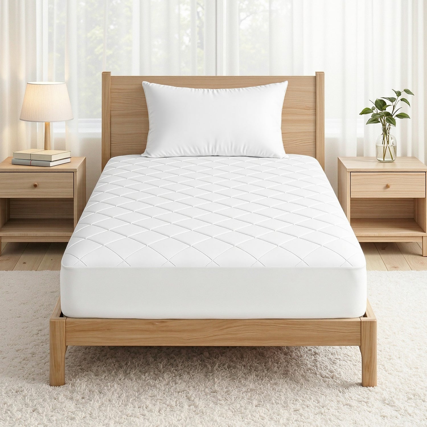 Giselle Waterproof Mattress Protector 100% Cotton Quilted Fitted Cover King Single-Home &amp; Garden > Bedding > Mattress Protectors-PEROZ Accessories