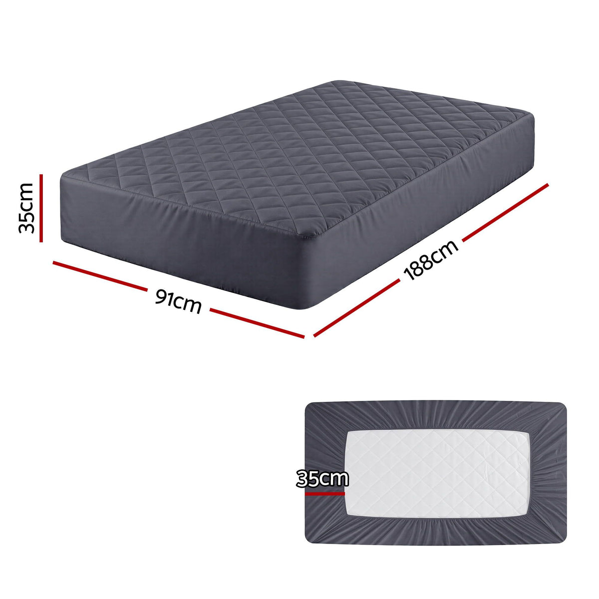 Giselle Water-Resistant Mattress Protector Microfiber 35cm 360° Fit Single-Home &amp; Garden > Bedding > Mattress Protectors-PEROZ Accessories