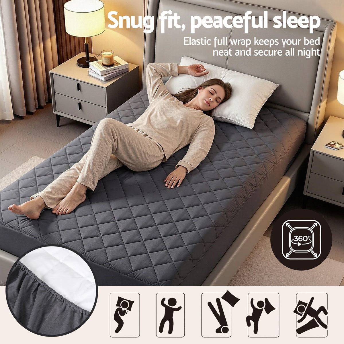 Giselle Water-Resistant Mattress Protector Microfiber 35cm 360° Fit Single-Home &amp; Garden > Bedding > Mattress Protectors-PEROZ Accessories