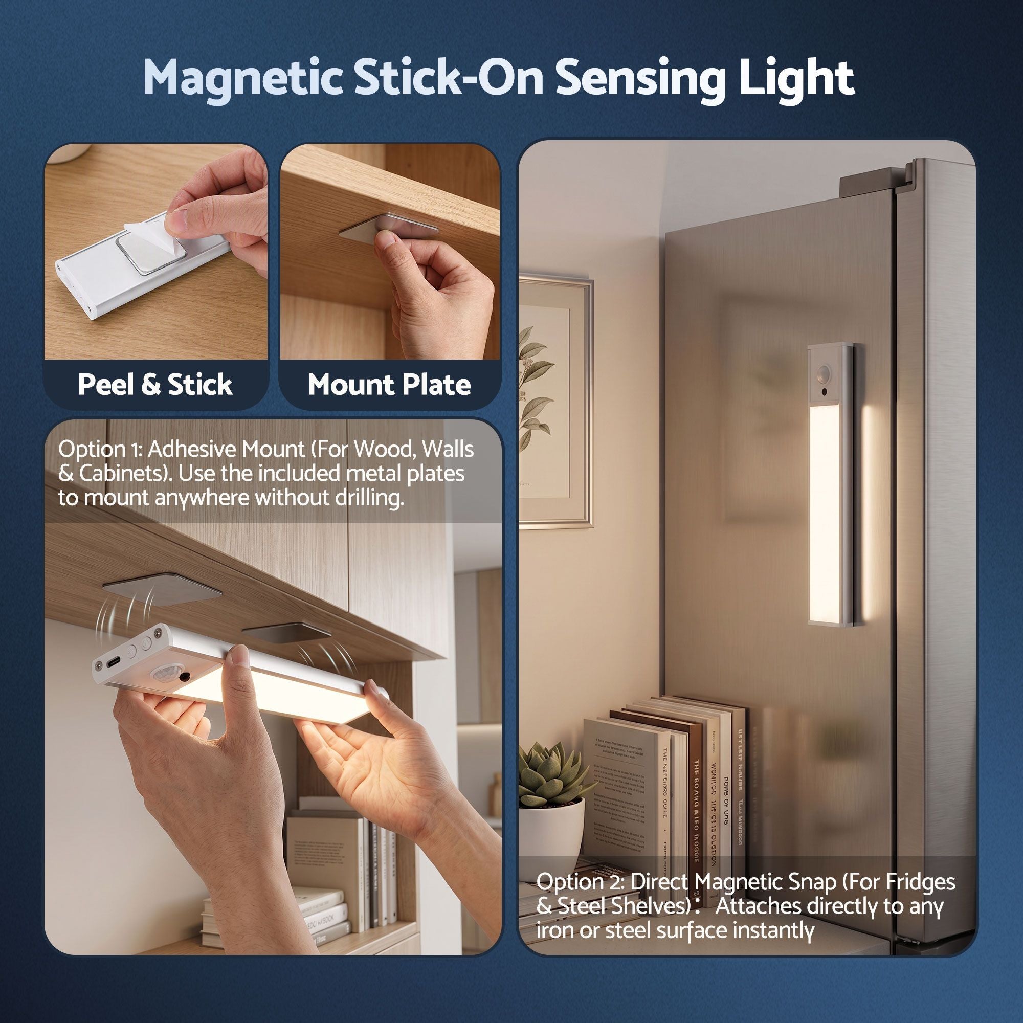 Artiss 4-Pack 25cm Motion Sensor Under Cabinet Lights, LED Closet Light with 5 Colors Dimmable