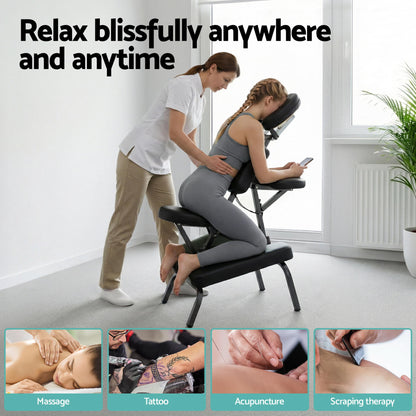 Zenses Portable Massage Chair Lightweight Folding Tattoo Lash Beauty Bed-Furniture > Bar Stools &amp; Chairs > Massage Chairs-PEROZ Accessories