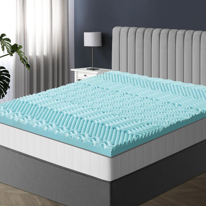 Bedra King Single 8CM Memory Foam Mattress Topper Cool Gel Bed Bamboo Cover 7-Zone-Memory Foam Mattress Topper-PEROZ Accessories