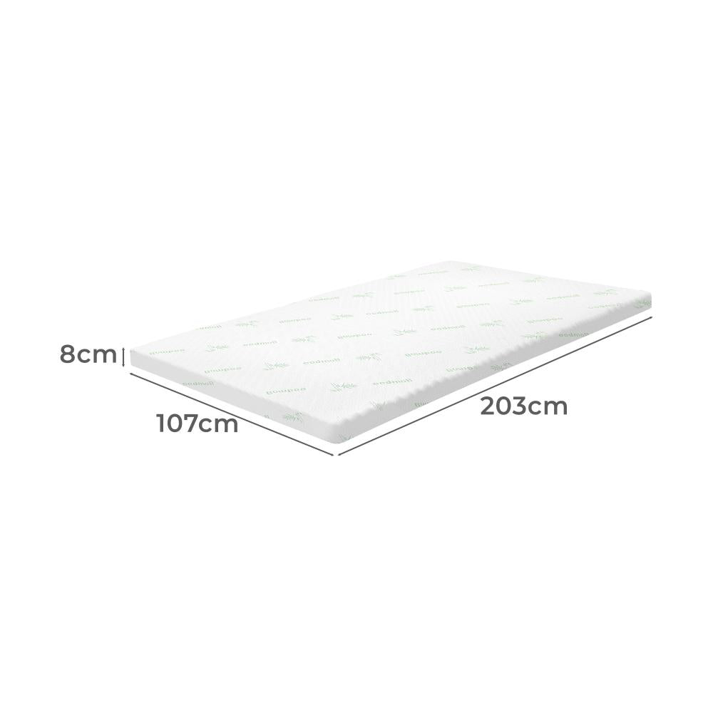 Bedra King Single 8CM Memory Foam Mattress Topper Cool Gel Bed Bamboo Cover 7-Zone-Memory Foam Mattress Topper-PEROZ Accessories