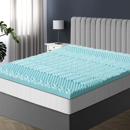 Bedra Cool Gel Memory Foam Mattress Topper 7-Zone 8CM Double-Memory Foam Mattress Toppers-PEROZ Accessories