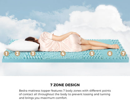 Bedra Cool Gel Memory Foam Mattress Topper 7-Zone 8CM Double-Memory Foam Mattress Toppers-PEROZ Accessories