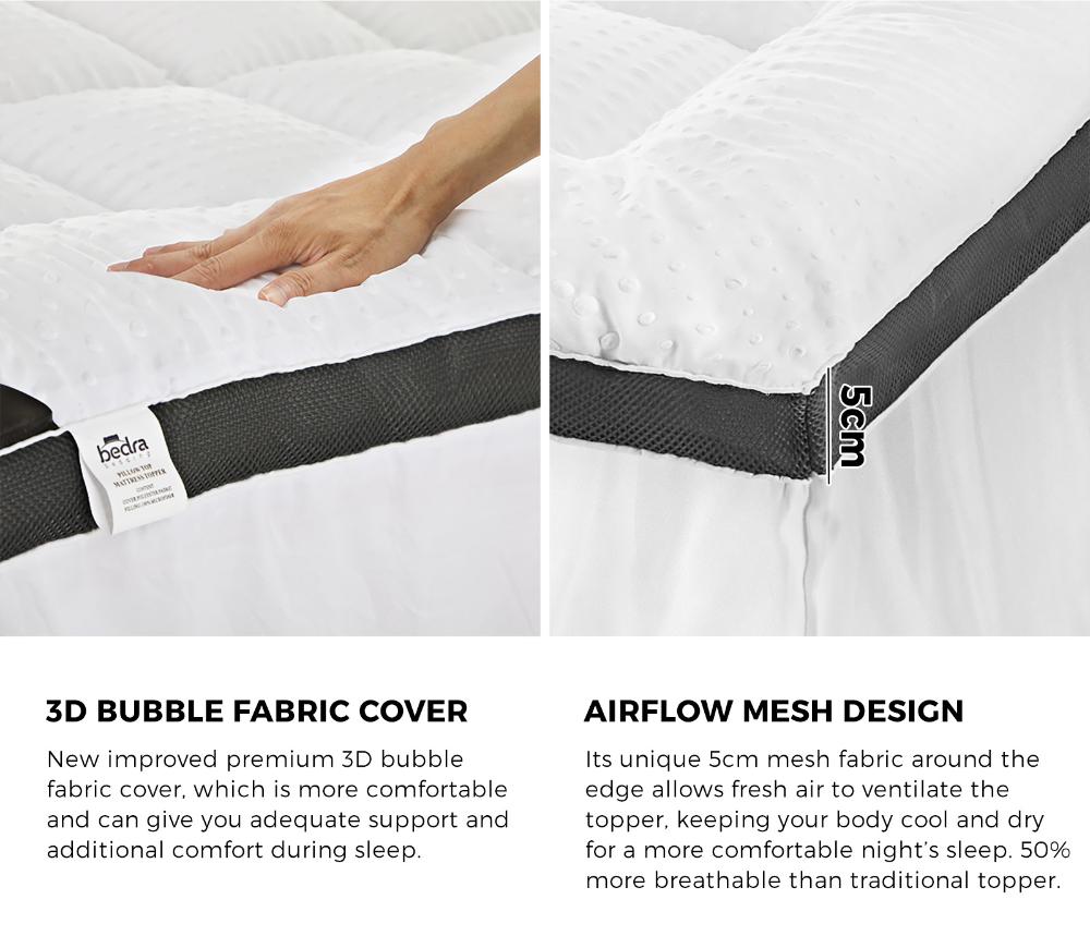 Bedra Mattress Topper Pillowtop Airflow Mesh 5cm Double-Pillow Top Mattress Toppers-PEROZ Accessories