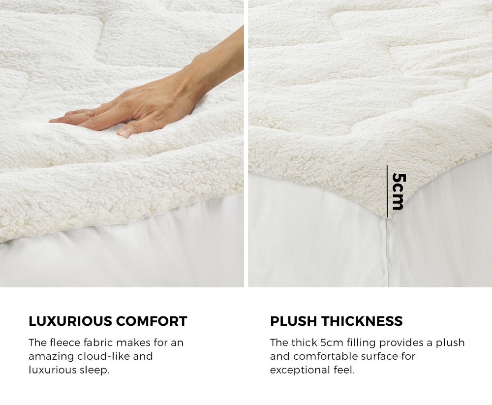 Bedra Fleece Mattress Topper Reversible Pillowtop King-Pillow Top Mattress Toppers-PEROZ Accessories