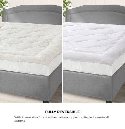 Bedra Fleece Mattress Topper Reversible Pillowtop King Single-Pillow Top Mattress Toppers-PEROZ Accessories