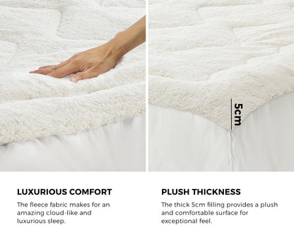 Bedra Fleece Mattress Topper Reversible Pillowtop Queen-Pillow Top Mattress Toppers-PEROZ Accessories