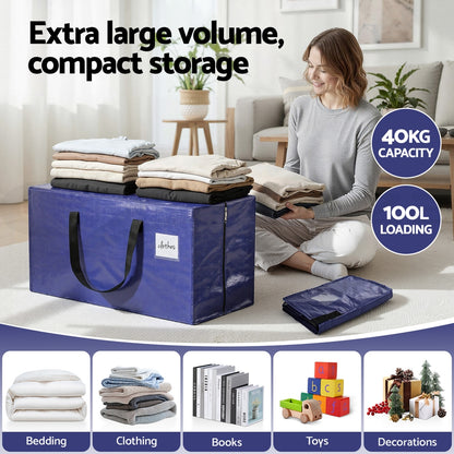 Artiss Moving Bags Heavy Duty Waterproof Backpack Straps Large Storage Totes 5 Pack Blue-Home &amp; Garden &gt; Bedding &gt; Mattress Protectors-PEROZ Accessories