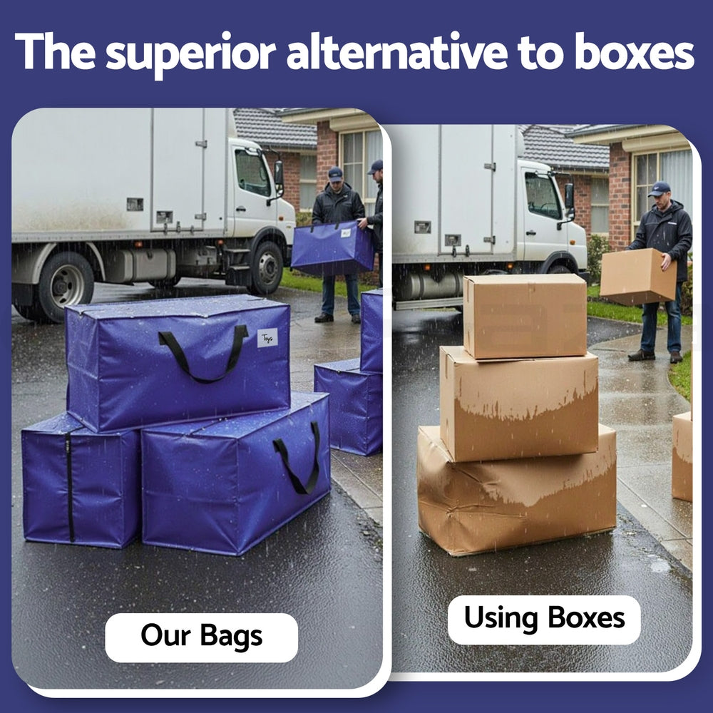 Artiss Moving Bags Heavy Duty Waterproof Backpack Straps Large Storage Totes 5 Pack Blue-Home &amp; Garden &gt; Bedding &gt; Mattress Protectors-PEROZ Accessories