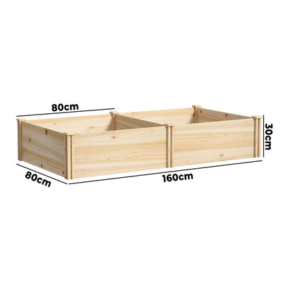 Livsip Garden Bed 160x80x30cm Raised Wooden Planter-Garden Bed-PEROZ Accessories