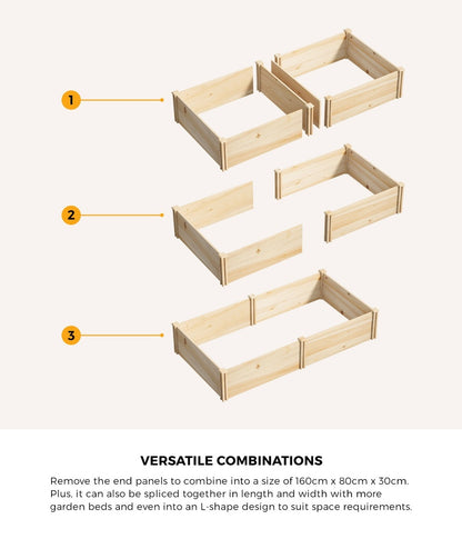 Livsip Garden Bed 160x80x30cm Raised Wooden Planter-Garden Bed-PEROZ Accessories