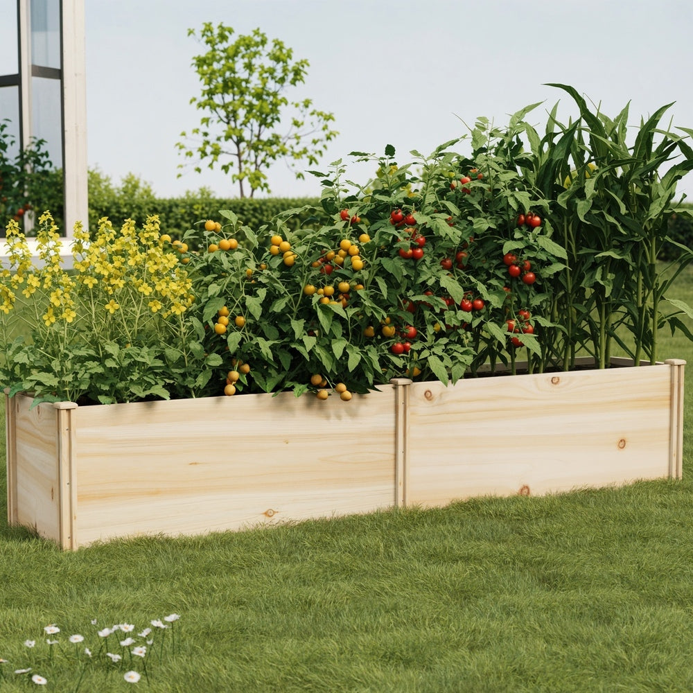 Livsip Garden Bed 240x45x45cm Raised Wooden Planter-Garden Bed-PEROZ Accessories