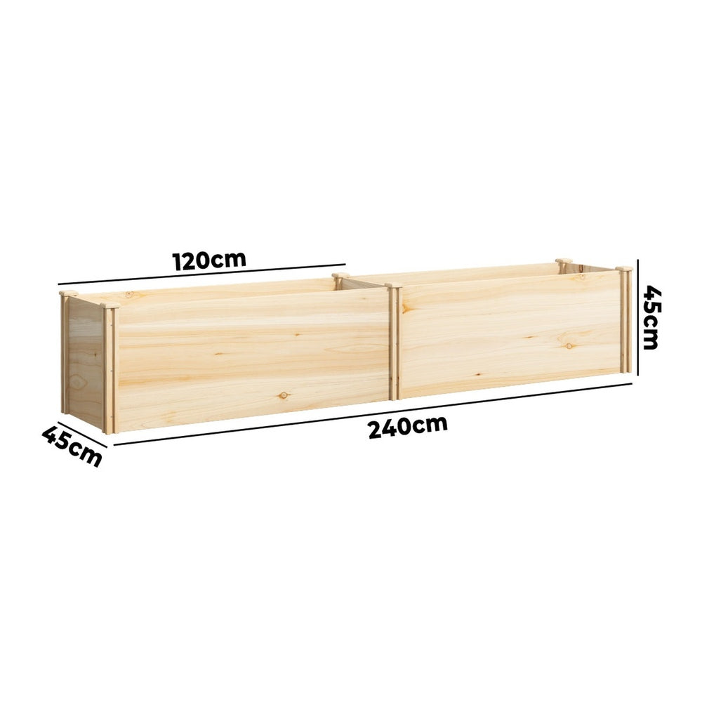 Livsip Garden Bed 240x45x45cm Raised Wooden Planter-Garden Bed-PEROZ Accessories