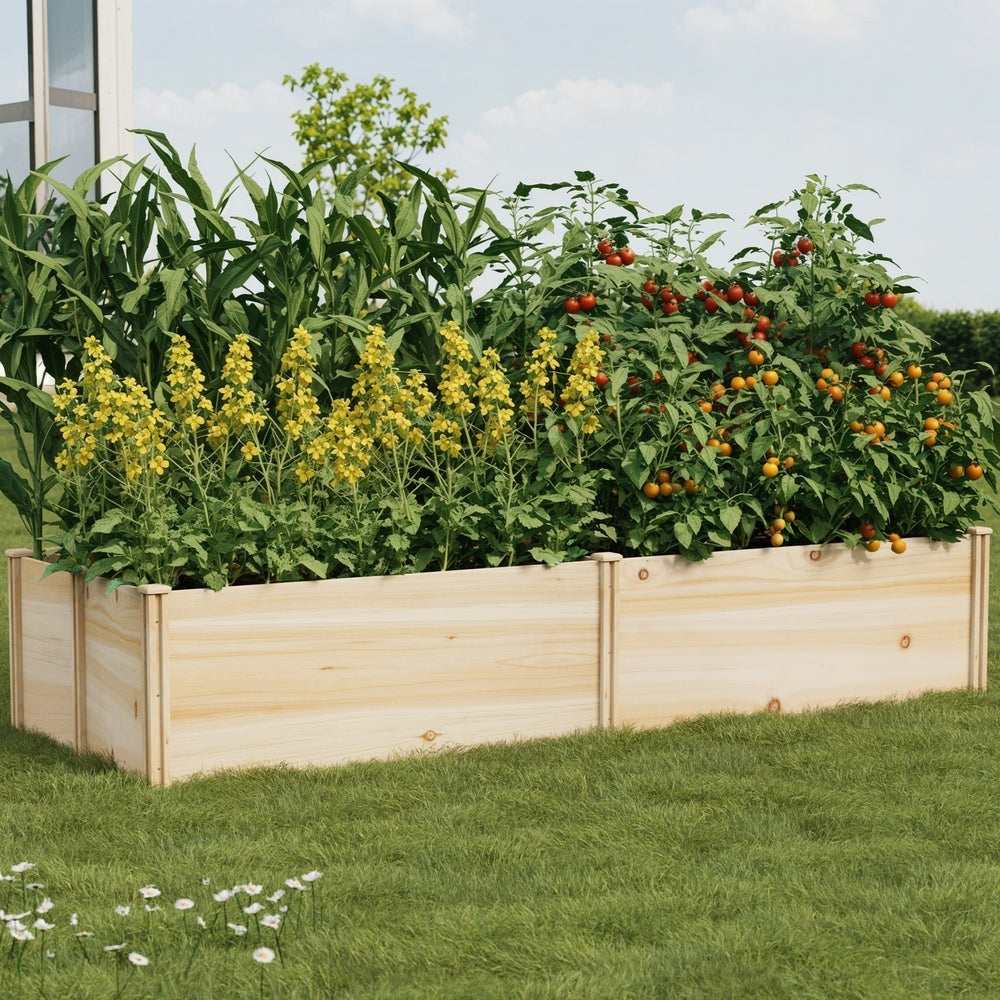 Livsip Garden Bed Set of 4 Raised Wooden Planter 120x45x45cm-Garden Bed-PEROZ Accessories