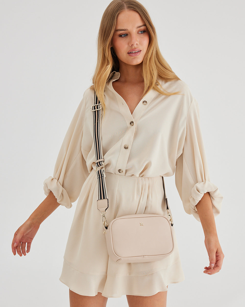 Monica Stripe &quot;Wear It 3 Ways&quot; Handbag &amp; Bag Straps Giftbox-Handbags-PEROZ Accessories