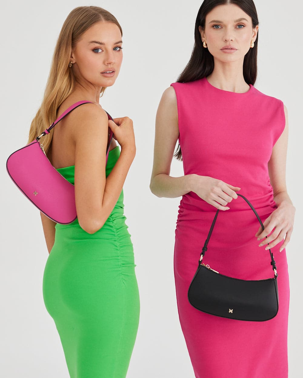 Alina Small Zip Top Shoulder Bag With Monogram &amp; Crossbody Strap-Handbags-PEROZ Accessories