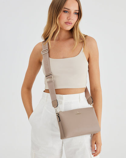 Avery 3 Compartment Crossbody Bag + Monogram Bag Strap-Handbags-PEROZ Accessories