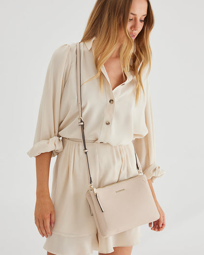 Charlotte Double Zip Crossbody Bag + Stripe Bag Strap-Handbags-PEROZ Accessories
