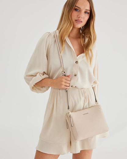 Charlotte Double Zip Crossbody Bag + Stripe Bag Strap-Handbags-PEROZ Accessories